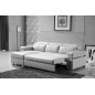 Canapé d'angle convertible en cuir buffle italien 5 places, ALLURE, blanc, angle gauche