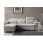 Canapé d'angle convertible en cuir buffle italien 5 places, ALLURE, blanc, angle gauche