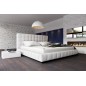 Lit design en cuir italien de luxe SILVER, blanc, 160x200