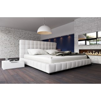 Lit design en cuir italien de luxe SILVER, blanc, 140x190