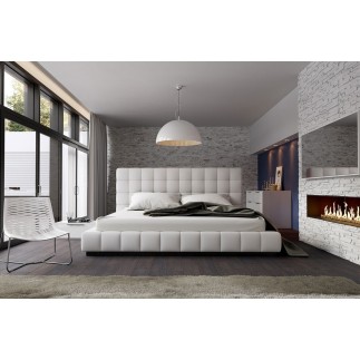 Lit design en cuir italien de luxe SILVER, blanc, 140x190
