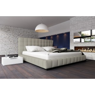 Lit design en cuir italien de luxe SILVER, gris clair, 140x190