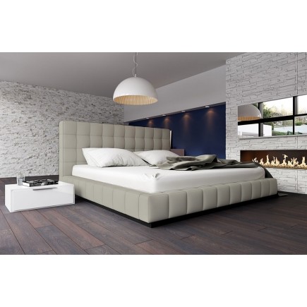 Lit design en cuir italien de luxe SILVER, gris clair, 160x200