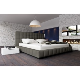 Lit design en cuir italien de luxe SILVER, gris foncé, 160x200