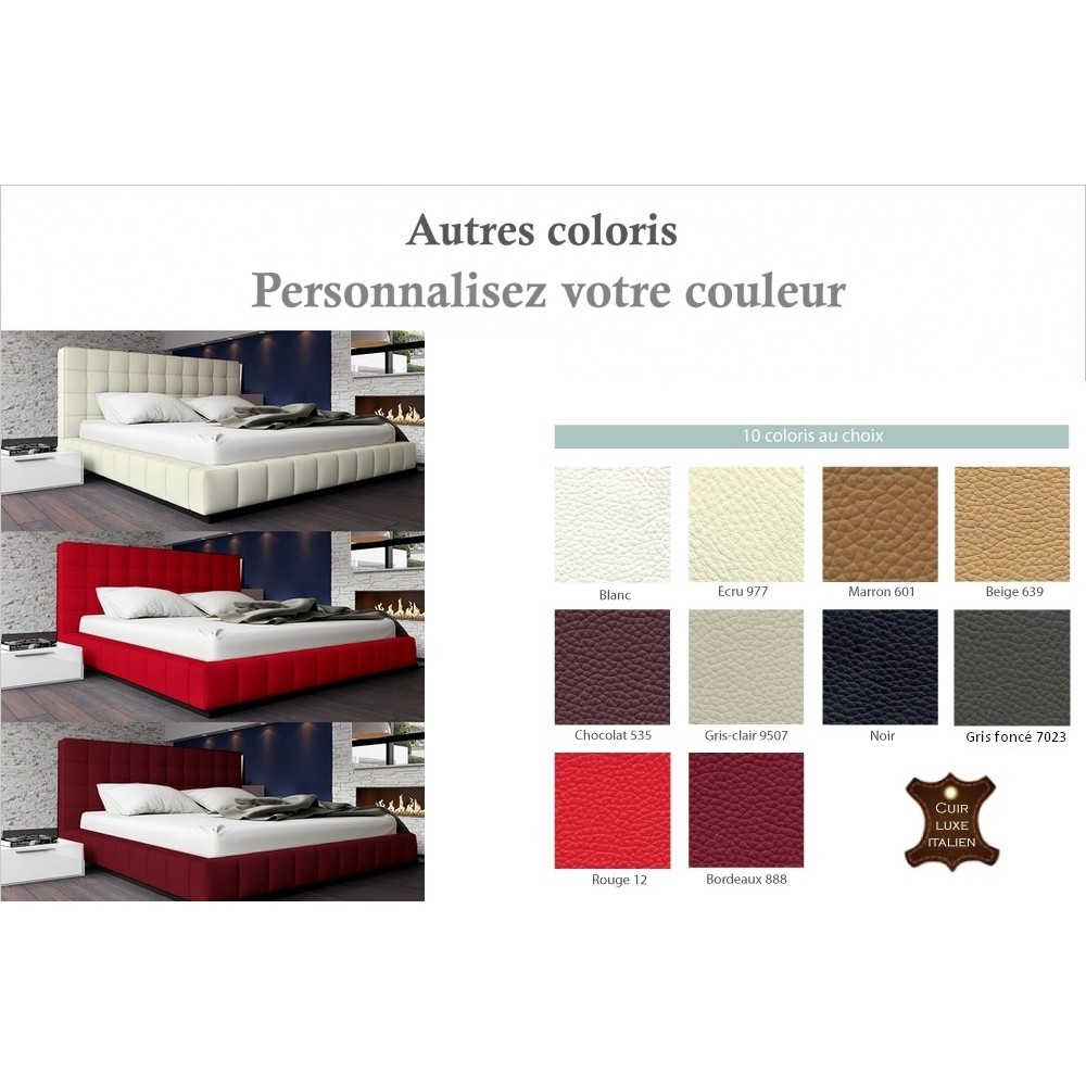 Lit design en cuir italien de luxe SILVER, couleur personnalisée, 160x200