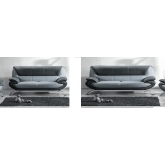 Solde de paiement de la commande : ENSEMBLE : Canapé 3 places et canapé 2 places, en cuir italien sicilia, gris clair et gris fo