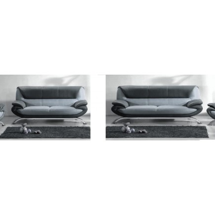 Solde de paiement de la commande : ENSEMBLE : Canapé 3 places et canapé 2 places, en cuir italien sicilia, gris clair et gris fo
