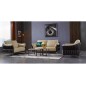Ensemble Ensemble canapé 3 places et 2 places et fauteuil en cuir italien buffle DUBLIN, couleur beige et liseret chocolat
