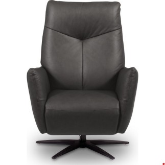 Fauteuil relax électrique en 100% tout cuir épais luxe italien, couleur stone, CLAUDIO, 2 moteurs