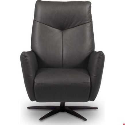 Fauteuil relax électrique en 100% tout cuir épais luxe italien, couleur stone, CLAUDIO, 2 moteurs