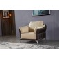 Ensemble Ensemble canapé 3 places et 2 places et fauteuil en cuir italien buffle DUBLIN, couleur beige et liseret chocolat