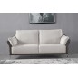 Ensemble Ensemble canapé 3 places et 2 places et fauteuil en cuir italien buffle DUBLIN, couleur blanc cassé et liseret noir
