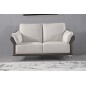 Ensemble Ensemble canapé 3 places et 2 places et fauteuil en cuir italien buffle DUBLIN, couleur blanc cassé et liseret noir