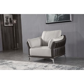 Ensemble Ensemble canapé 3 places et 2 places et fauteuil en cuir italien buffle DUBLIN, couleur blanc cassé et liseret noir