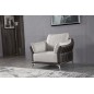 Ensemble Ensemble canapé 3 places et 2 places et fauteuil en cuir italien buffle DUBLIN, couleur blanc cassé et liseret noir