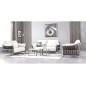 Ensemble Ensemble canapé 3 places et 2 places et fauteuil en cuir italien buffle DUBLIN, couleur blanc cassé et liseret gris fon