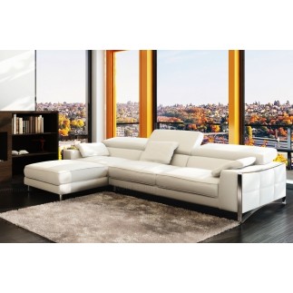 Canapé d'angle en cuir italien 5 places SUEDE, blanc.