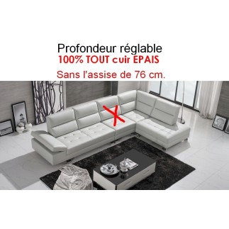 1er paiement de la commande : Canapé d'angle en 100% TOUT cuir EPAIS de buffle italien de luxe GIOVANI, BEIGE, personnalisé sur