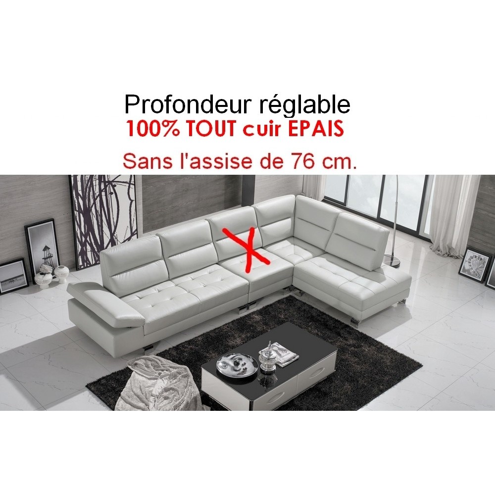 1er paiement de la commande : Canapé d'angle en 100% TOUT cuir EPAIS de buffle italien de luxe GIOVANI, BEIGE, personnalisé sur