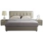 Lit design en cuir italien de luxe BERTA, avec sommier à lattes, gris clair, 140x190