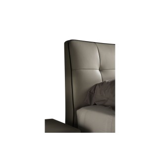 Lit design en cuir italien de luxe BERTA, avec sommier à lattes, gris clair, 140x190