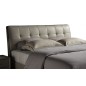 Lit design en cuir italien de luxe BERTA, avec sommier à lattes, gris clair, 140x200