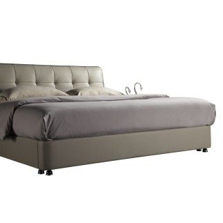 Lit design en cuir italien de luxe BERTA, avec sommier à lattes, gris clair, 140x200