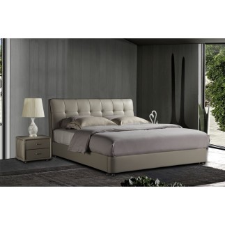 Lit design en cuir italien de luxe BERTA, avec sommier à lattes, gris clair, 160x200