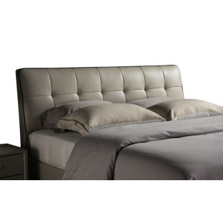 Lit design en cuir italien de luxe BERTA, avec sommier à lattes, gris clair, 160x200