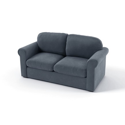 Canapé 2 places convertible en tissu de qualité NIKOS, gris-bleu.