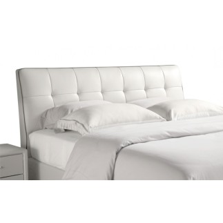 Lit design en cuir italien de luxe BERTA, avec sommier à lattes, blanc 140x200