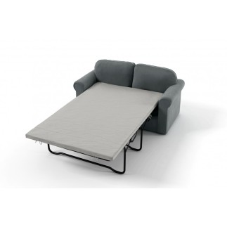 Canapé 2 places convertible en tissu de qualité NIKOS, gris-bleu.