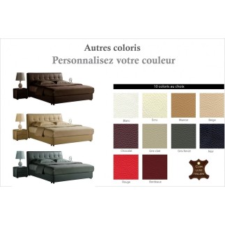 Lit design en cuir italien de luxe BERTA, avec sommier à lattes, couleur personnalisée, 140x190