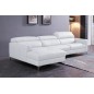 Solde de paiement de la commande: Canapé d'angle en cuir buffle italien de luxe 5 places armano, blanc, angle gauche, 6x sans fr
