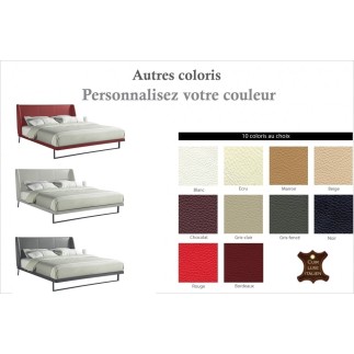 Lit design en cuir italien de luxe AZURO, avec sommier à lattes, couleur personnalisée 140x200