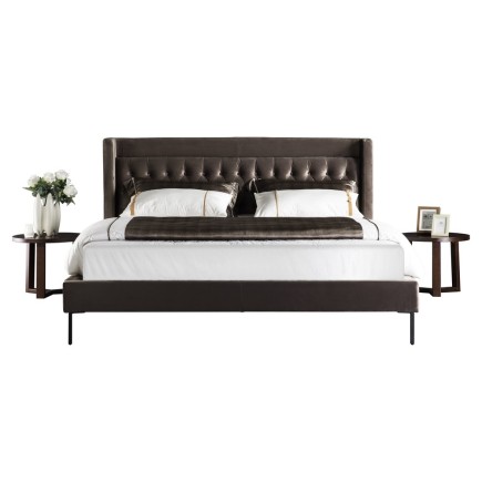 Lit design en tissu de luxe MARTA, couleur chocolat n°06, 140x190