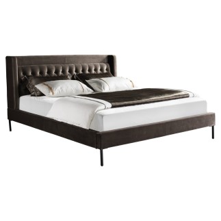 Lit design en tissu de luxe MARTA, couleur chocolat n°06, 140x190