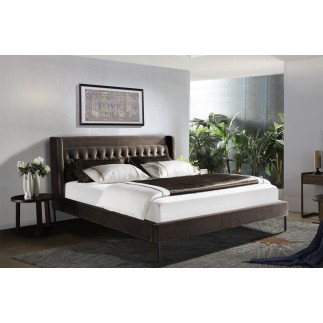 Lit design en tissu de luxe MARTA, couleur chocolat n°06, 140x200