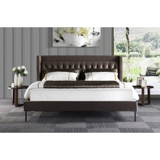 Lit design en tissu de luxe MARTA, couleur chocolat n°06, 140x200
