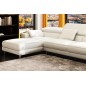 Canapé d'angle en cuir italien 5 places SUEDE, blanc, angle gauche