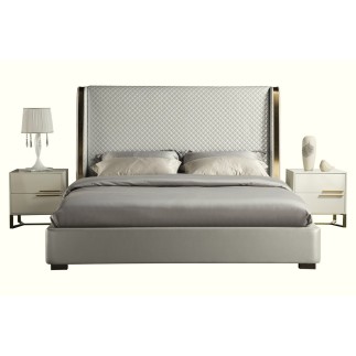 Lit design de luxe PERFECTO, avec sommier à lattes, gris clair , 140x190