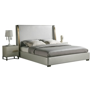 Lit design de luxe PERFECTO, avec sommier à lattes, gris clair , 140x200