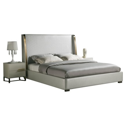 Lit design de luxe PERFECTO, avec sommier à lattes, gris clair , 140x200