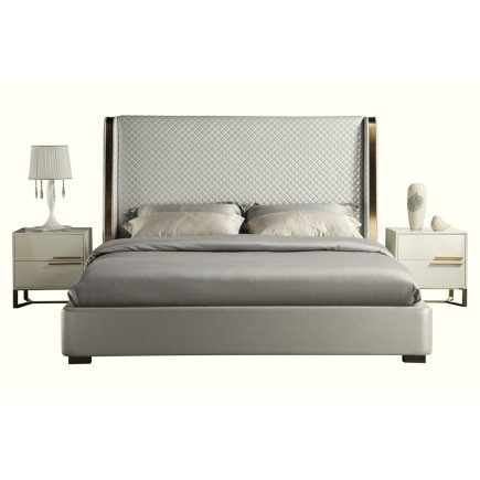 Lit design de luxe PERFECTO, avec sommier à lattes, gris clair, 160x200