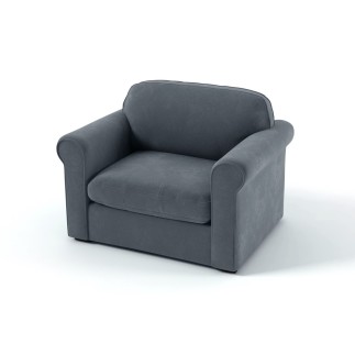 Fauteuil 1 place en tissu de qualité NIKOS, gris-bleu.