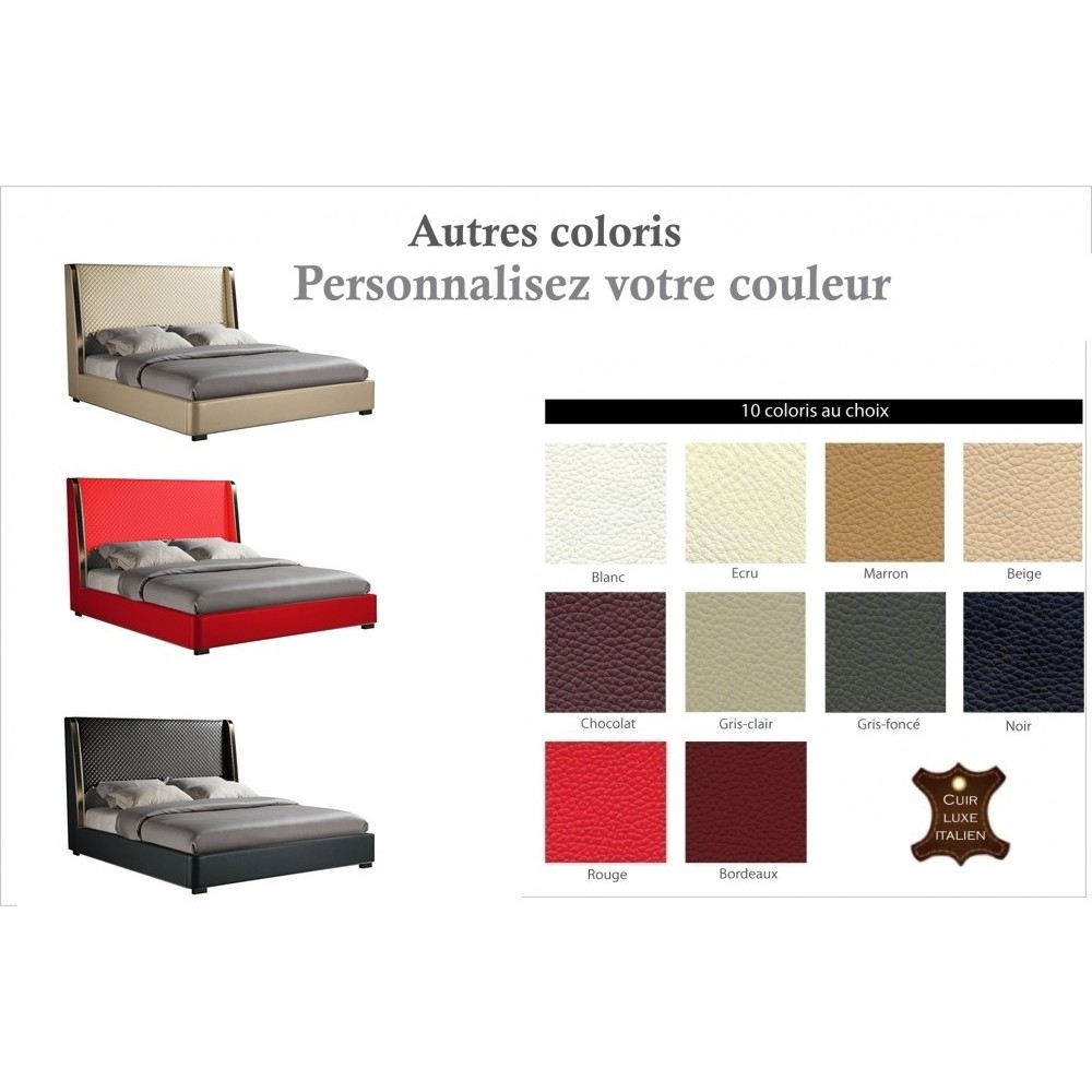 Lit design de luxe PERFECTO, avec sommier à lattes, couleur personnalisée, 140x200, Choix de la couleur