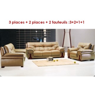 Solde de PAIEMENT : Ensemble OXFORD 4 pièces: composé d'un canapé 3 places + 2 places + 2 fauteuils : 3+2+1+1 en cuir luxe itali