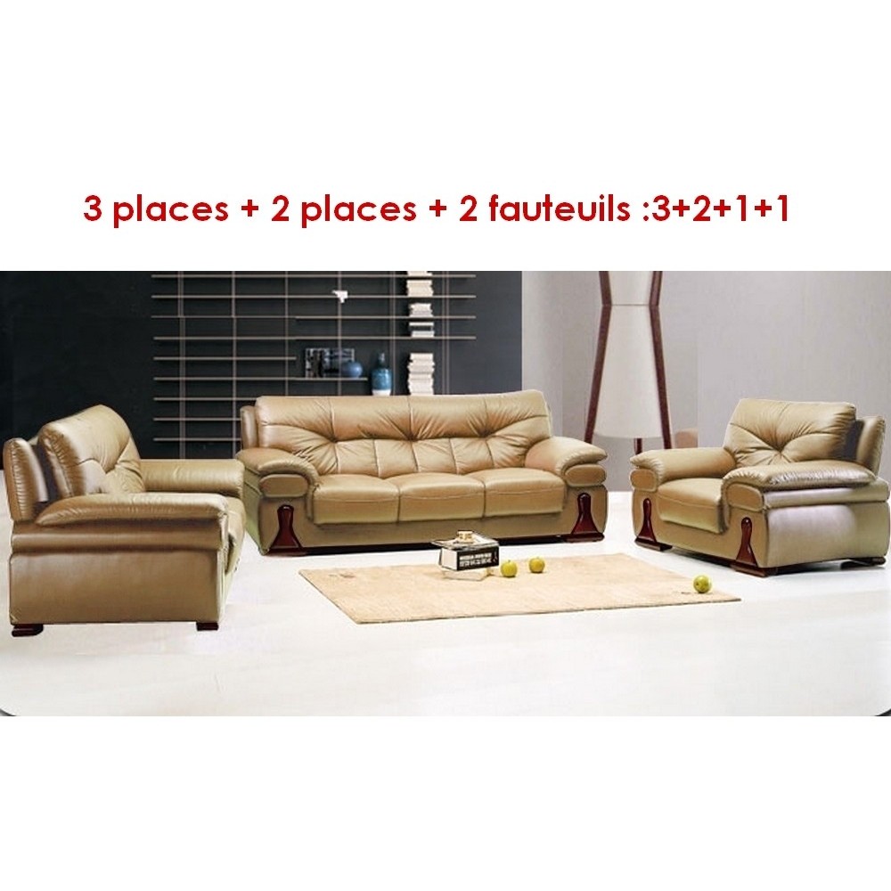 Solde de PAIEMENT : Ensemble OXFORD 4 pièces: composé d'un canapé 3 places + 2 places + 2 fauteuils : 3+2+1+1 en cuir luxe itali