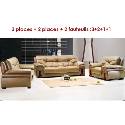 Solde de PAIEMENT : Ensemble OXFORD 4 pièces: composé d'un canapé 3 places + 2 places + 2 fauteuils : 3+2+1+1 en cuir luxe itali