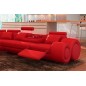Canapé d'angle en cuir italien 5/6 places PETIT EXCELIA, rouge uni, angle gauche